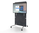 Mobile video conferencing display on wheels, featuring a touchscreen interface with meeting controls for seamless and flexible business communication in any workspace
