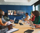 Modern Boardroom Hybrid Meeting with Advanced Video Conferencing System for Seamless Collaboration and Communication