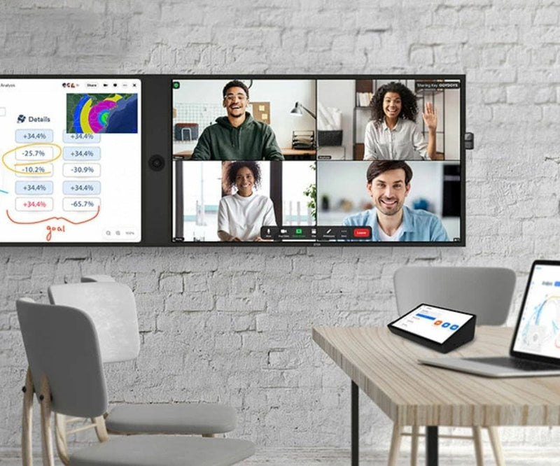 Interactive Display and Video Conferencing Setup for Hybrid Team Meetings - Boost Collaboration and Productivity